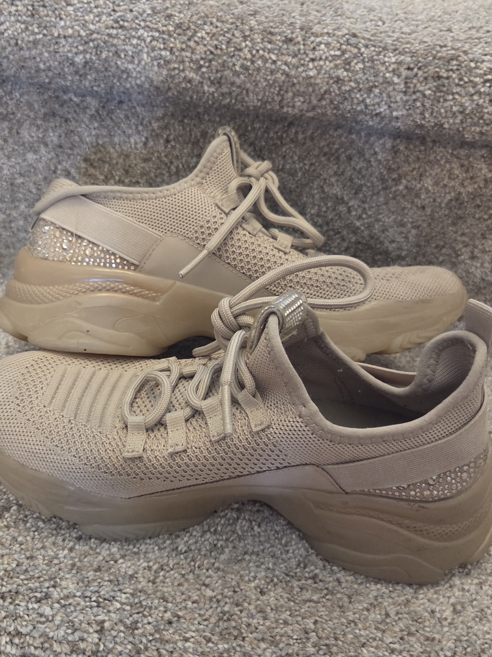 Womens 6.5 Chunky Platform Knit Sneakers in Beige